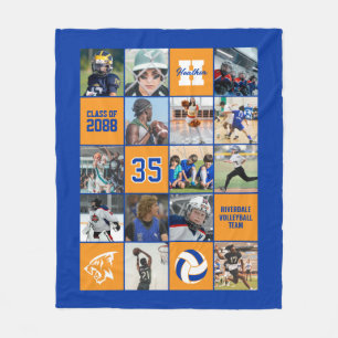 Volleyball Player Senior Night Gift Custom Color Fleece Blanket