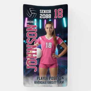Volleyball Player Senior Night Photo Futuristic Banner