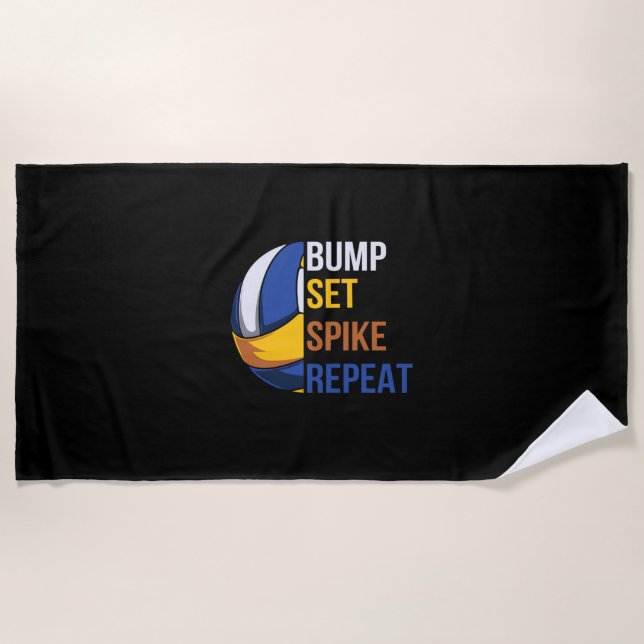 Volleyball Player | Set Spike Repeat Beach Towel (Front)