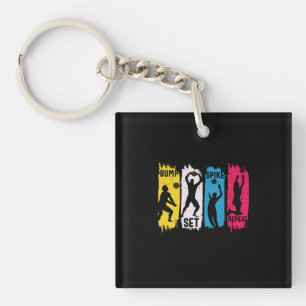 Volleyball Player Set Spike Repeat Key Ring