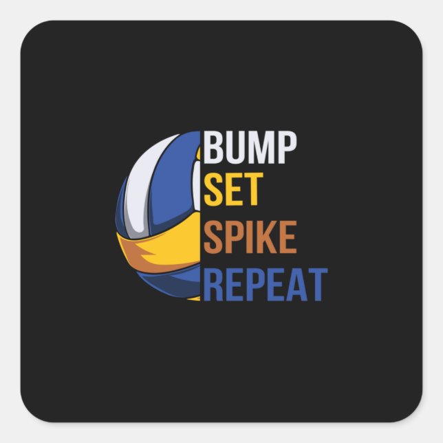 Volleyball Player | Set Spike Repeat Square Sticker (Front)