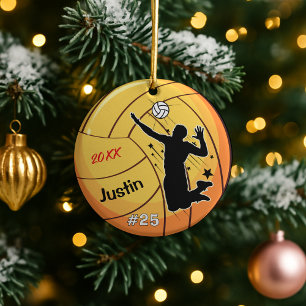 volleyball player sports boy athlete custom ceramic tree decoration