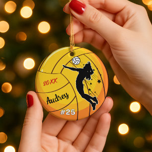 volleyball player sports girl athlete custom ceramic tree decoration