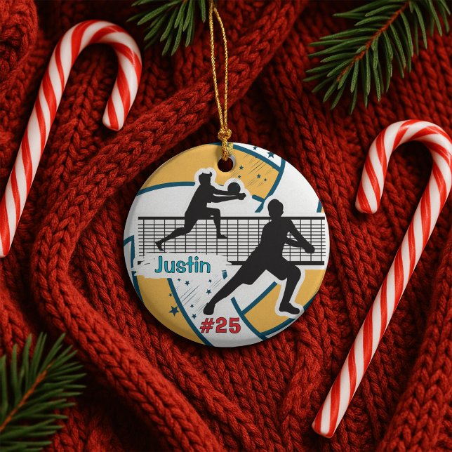 volleyball player sports team boy athlete custom ceramic tree decoration (Creator Uploaded)