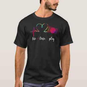 Volleyball Player Team Heartbeat Pulse Rainbow Vin T-Shirt