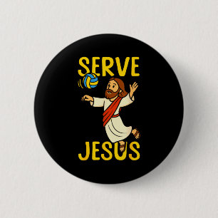 Volleyball Player Team Jesus Serve Jesus 6 Cm Round Badge