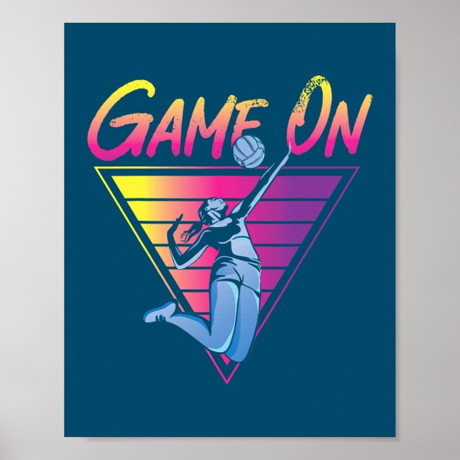 Volleyball Player Team Retro 80s 90s Game On  Poster (Front)