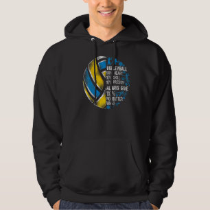 Volleyball Player Team Vintage Volleyball 90 Heart Hoodie