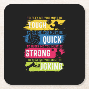 Volleyball Player Tough Quick Strong Square Paper Coaster