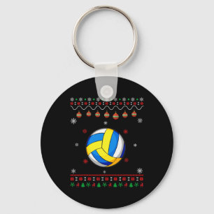 Volleyball Player Ugly Xmas Design Matching Ugly C Key Ring