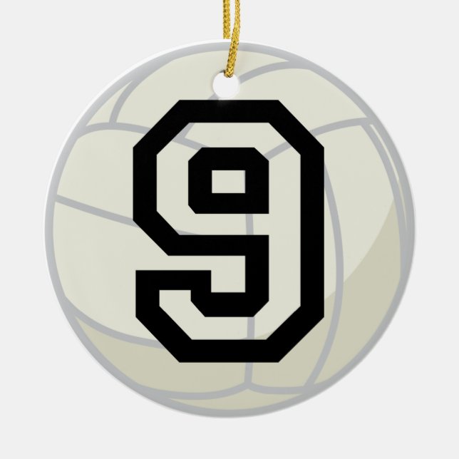 Volleyball Player Uniform Number 9 Ornament (Front)