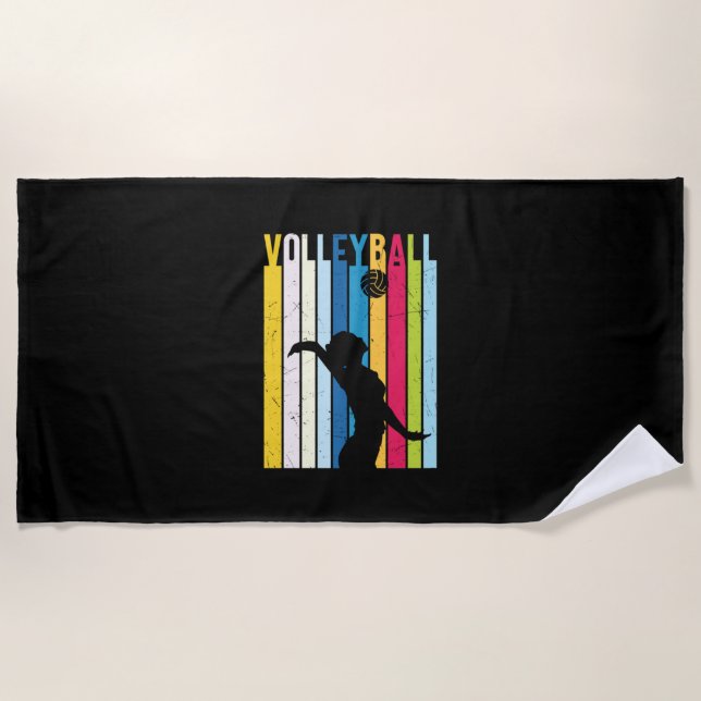 Volleyball Player | Vintage Volleyball Beach Towel (Front)
