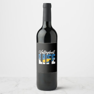 Volleyball Player Volleyball Life Wine Label