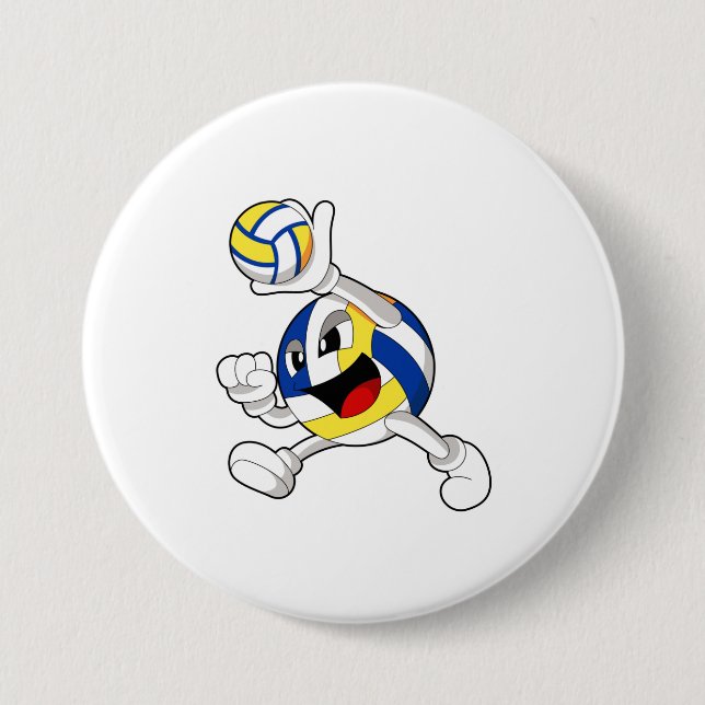 Volleyball player with Volleyball 7.5 Cm Round Badge (Front)