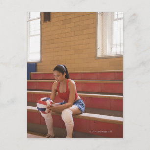 Volleyball player with volleyball postcard