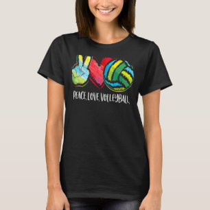 Volleyball Player Women Peace Love Volleyball Moth T-Shirt