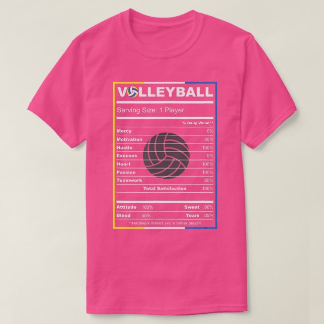 Volleyball PlayerFunny Volleyball Nutrition Facts  T-Shirt (Design Front)