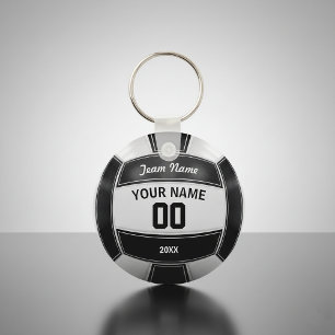 Volleyball Player's Name Year Team Black and White Key Ring