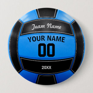 Volleyball Player's Name Year Team Black Blue 10 Cm Round Badge
