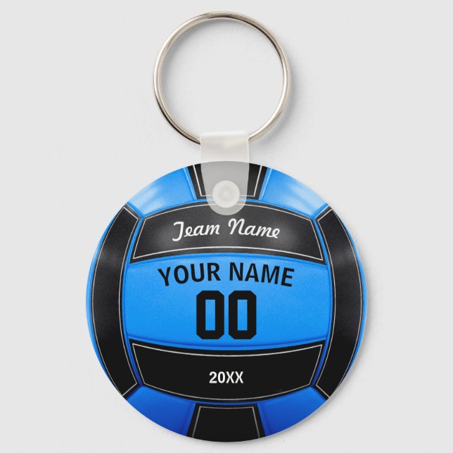 Volleyball Player's Name Year Team Black Blue Key Ring (Front)