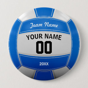 Volleyball Player's Name Year Team Blue 10 Cm Round Badge