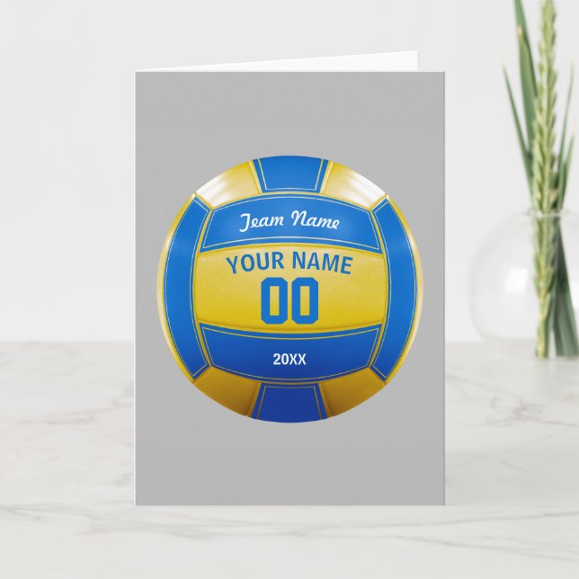 Volleyball Player's Name Year Team Blue and Yellow Card (Front)