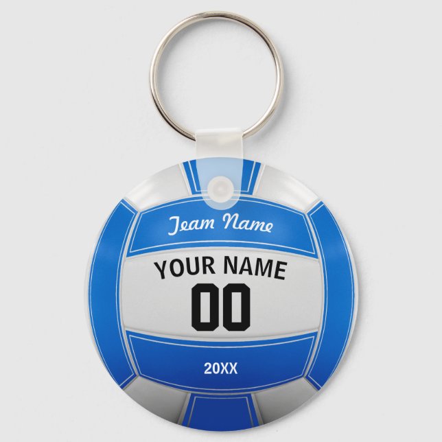 Volleyball Player's Name Year Team Blue Key Ring (Front)