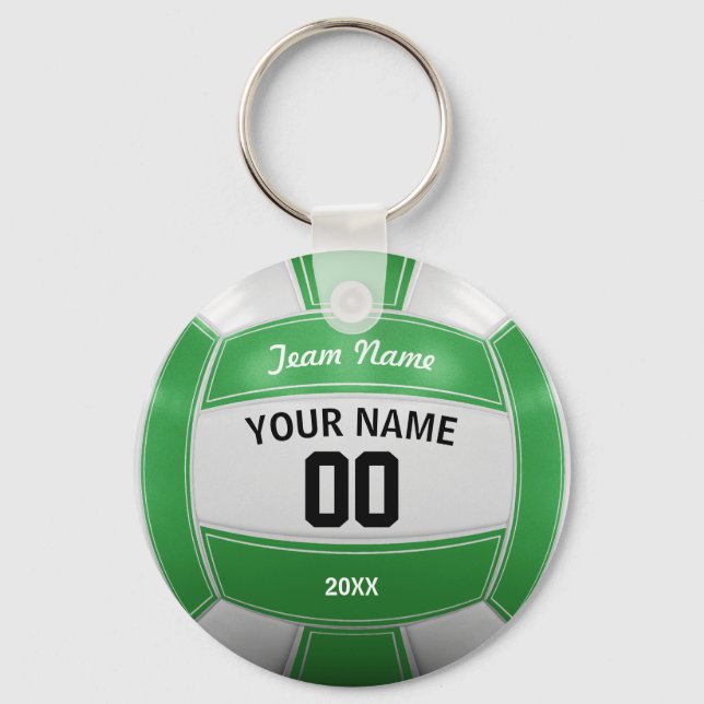 Volleyball Player's Name Year Team Green Key Ring (Front)