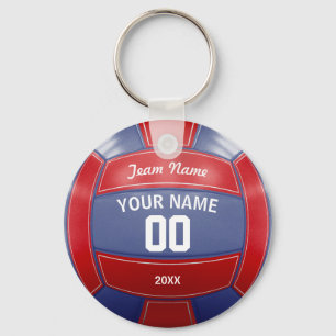 Volleyball Player's Name Year Team Red and Blue Key Ring