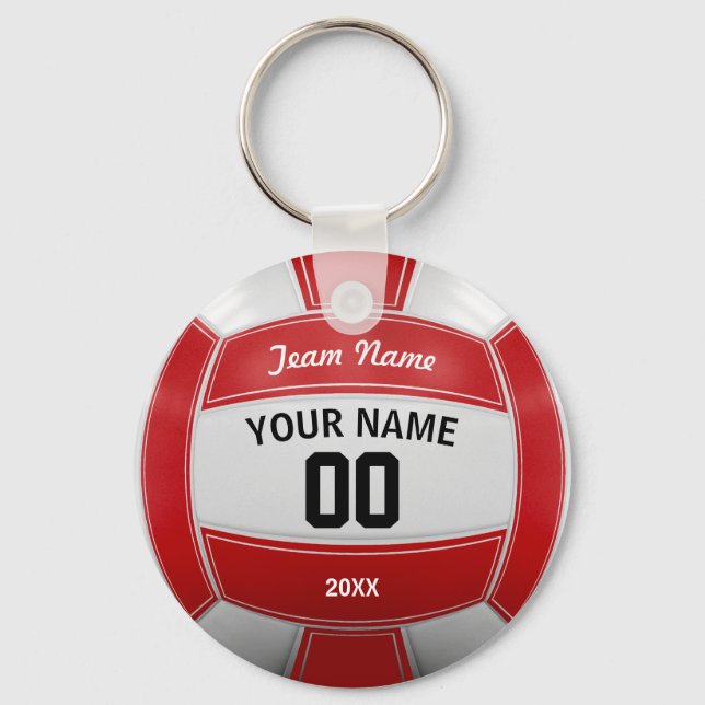 Volleyball Player's Name Year Team Red Key Ring (Front)