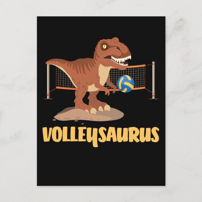 Volleyball playing Trex Funny Dino Sport Postcard (Front)