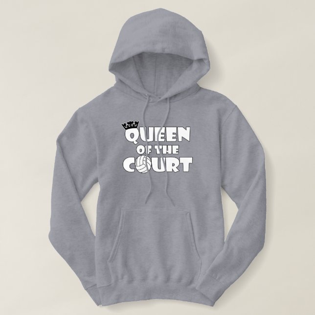 Volleyball Queen of the Court Cute Sports Women's Hoodie (Design Front)