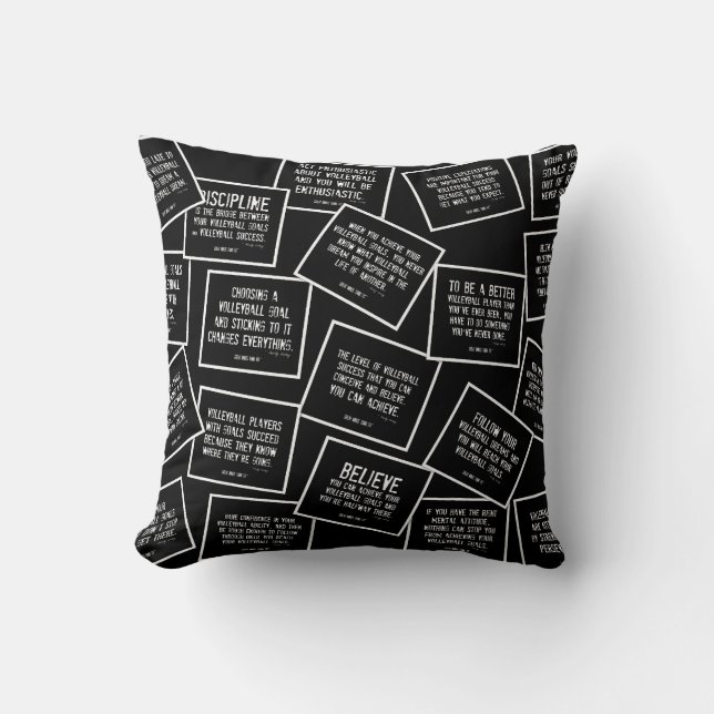 Volleyball Quotes Pillow in Black and White (Front)