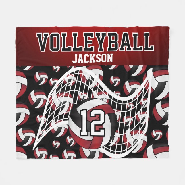 Volleyball - Red, Black and White  Fleece Blanket (Front (Horizontal))