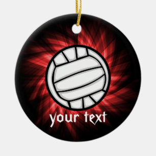 Volleyball; Red Ceramic Tree Decoration