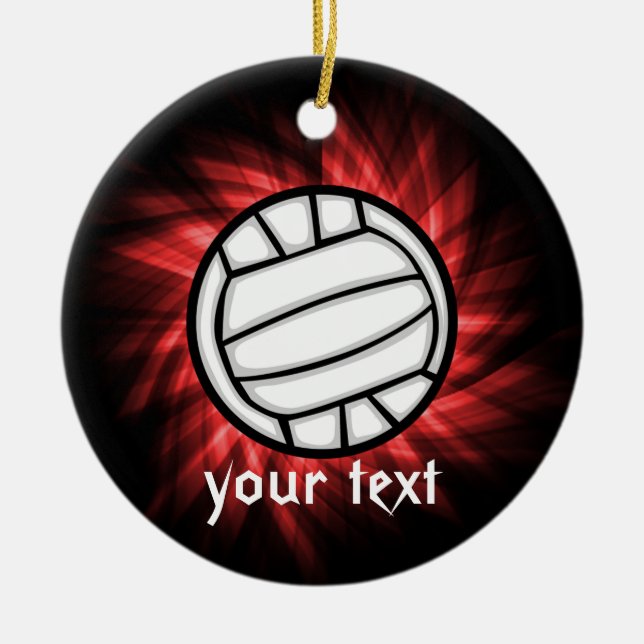 Volleyball; Red Ceramic Tree Decoration (Front)