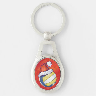 Volleyball Red Christmas Key Ring
