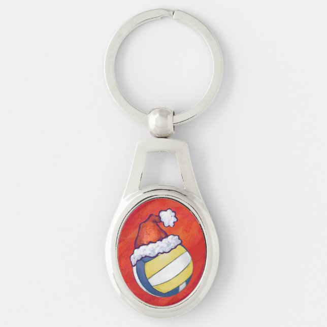 Volleyball Red Christmas Key Ring (Front)