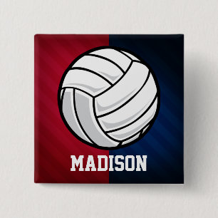 Volleyball; Red, White, and Blue 15 Cm Square Badge