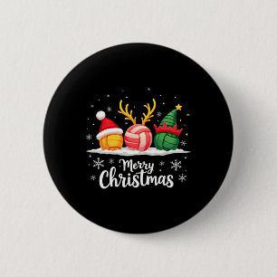 Volleyball Reindeer Santa Elf Merry Christmas Xmas 6 Cm Round Badge