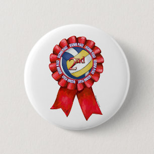 Volleyball Ribbons 2nd 6 Cm Round Badge