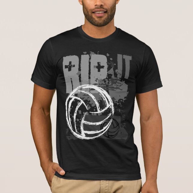 Volleyball RIP IT B&W T-Shirt (Front)