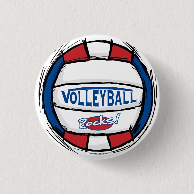 Volleyball Rocks Ball by Mudge Studios 3 Cm Round Badge (Front)