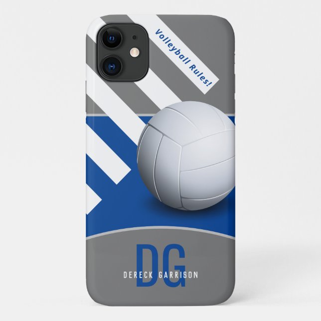 Volleyball Rules | Initials Deep Blue Case-Mate iPhone Case (Back)