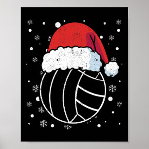 Volleyball Santa Claus Hat Sports Christmas Pjs Xm Poster