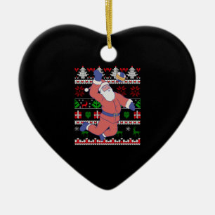 Volleyball Santa Claus Ugly Christmas Ceramic Tree Decoration