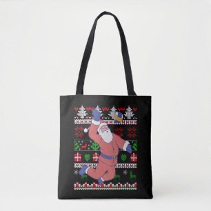 Volleyball Santa Claus Ugly Christmas Tote Bag