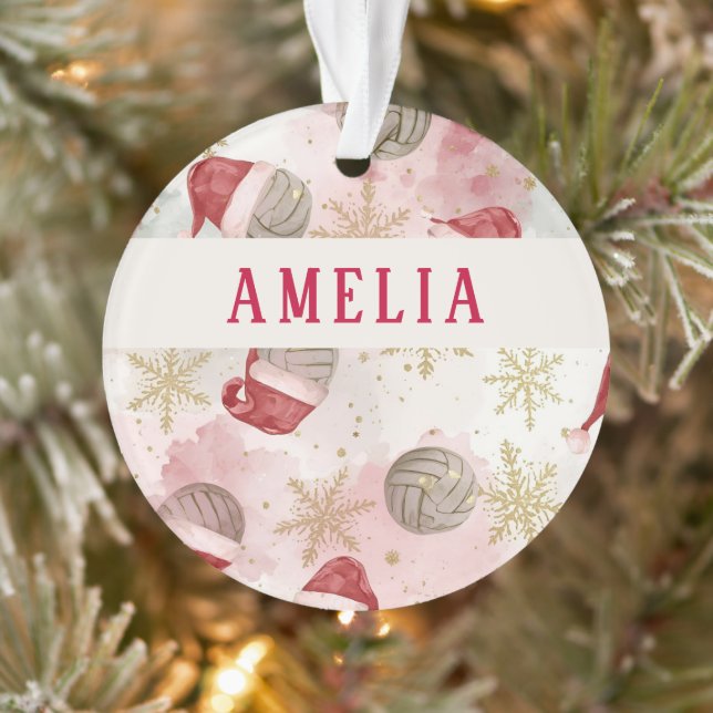 Volleyball Santa Hat Name Christmas   Ornament (Tree)
