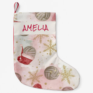 Volleyball Santa Hat Name Christmas   Small Christmas Stocking
