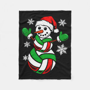 Volleyball Santa Hat Snowman Xmas Funny Volleyball Fleece Blanket